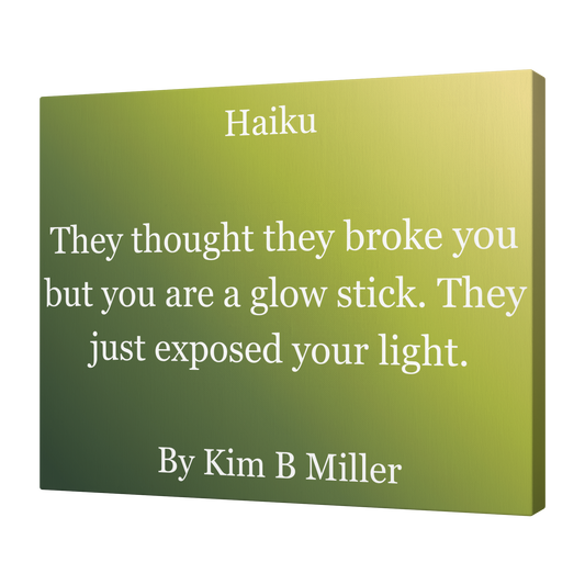 Kim B Miller haiku poetry canvas wall art featuring an original poem on an elegant minimalist background