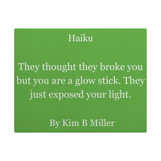 Kim B Miller haiku poetry canvas wall art featuring an original poem on a minimalist background
