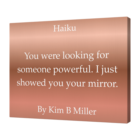 Kim B Miller haiku poetry canvas wall art featuring an original poem on a minimalist background