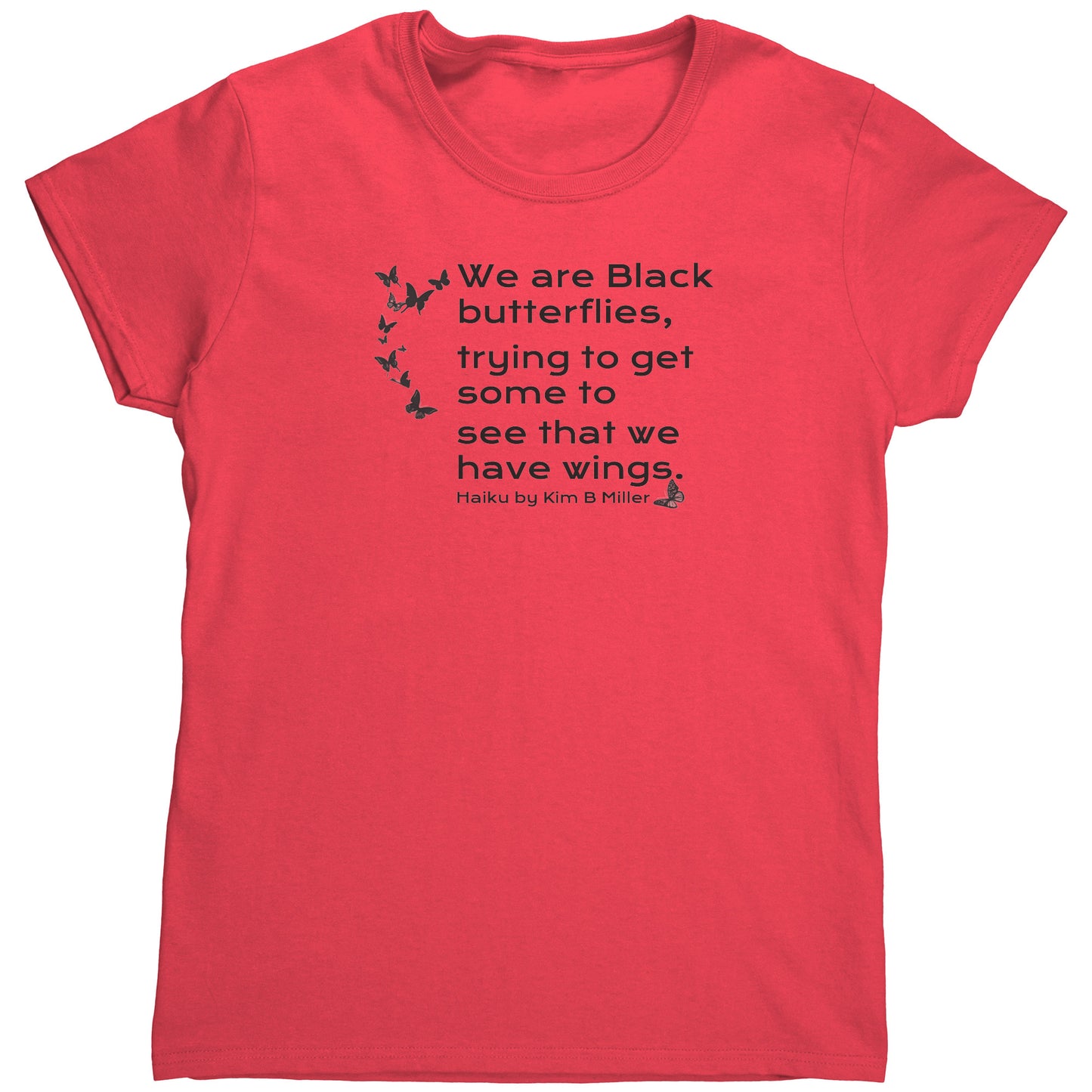 Haiku Black Butterflies Gildan Women's Shirt