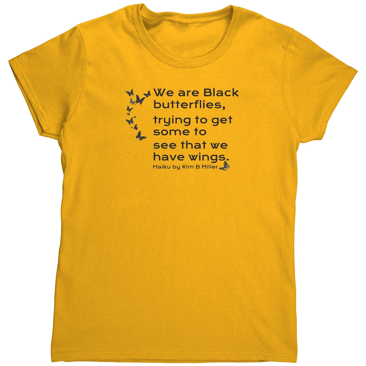 Haiku Black Butterflies Gildan Women's Shirt