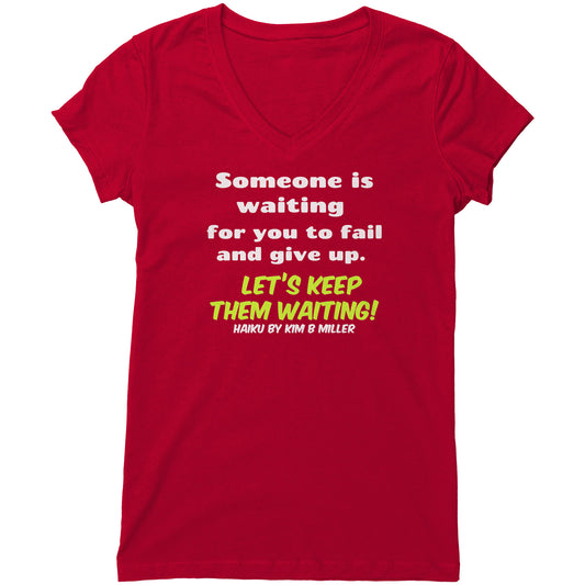 Haiku Keep Waiting, Bella Women's V-Neck(Both Sides)
