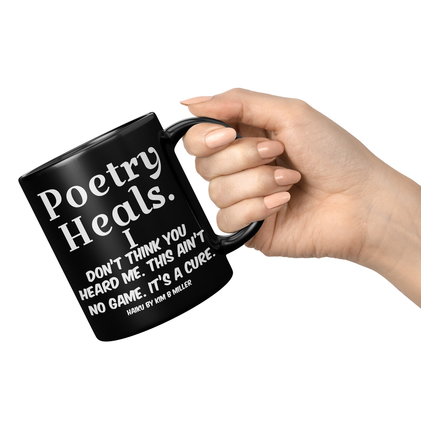 Haiku Poetry Heals Black Mug