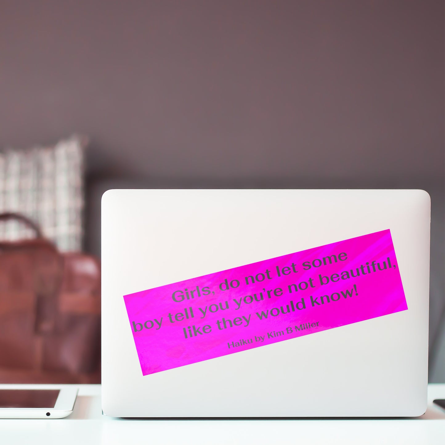 Girls Beautiful Haiku Bumper/Laptop Sticker Pink