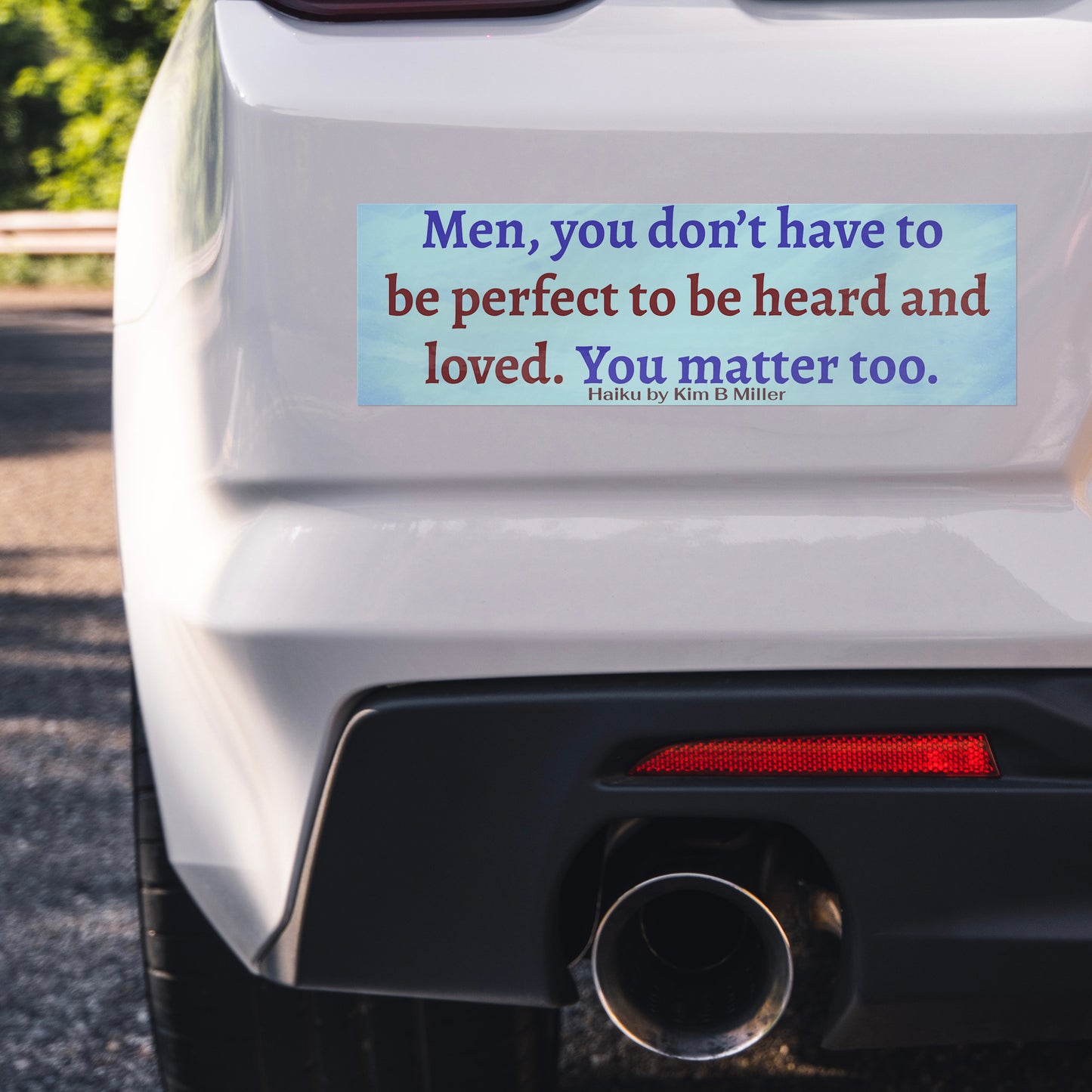 Men Loved Haiku Bumper/Laptop Sticker Blue
