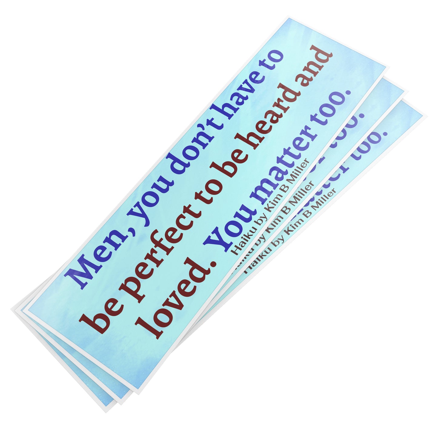 Men Loved Haiku Bumper/Laptop Sticker Blue