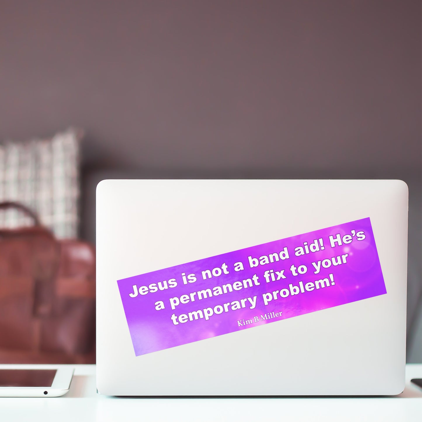 Jesus Band Aid Bumper/Laptop Sticker Purple