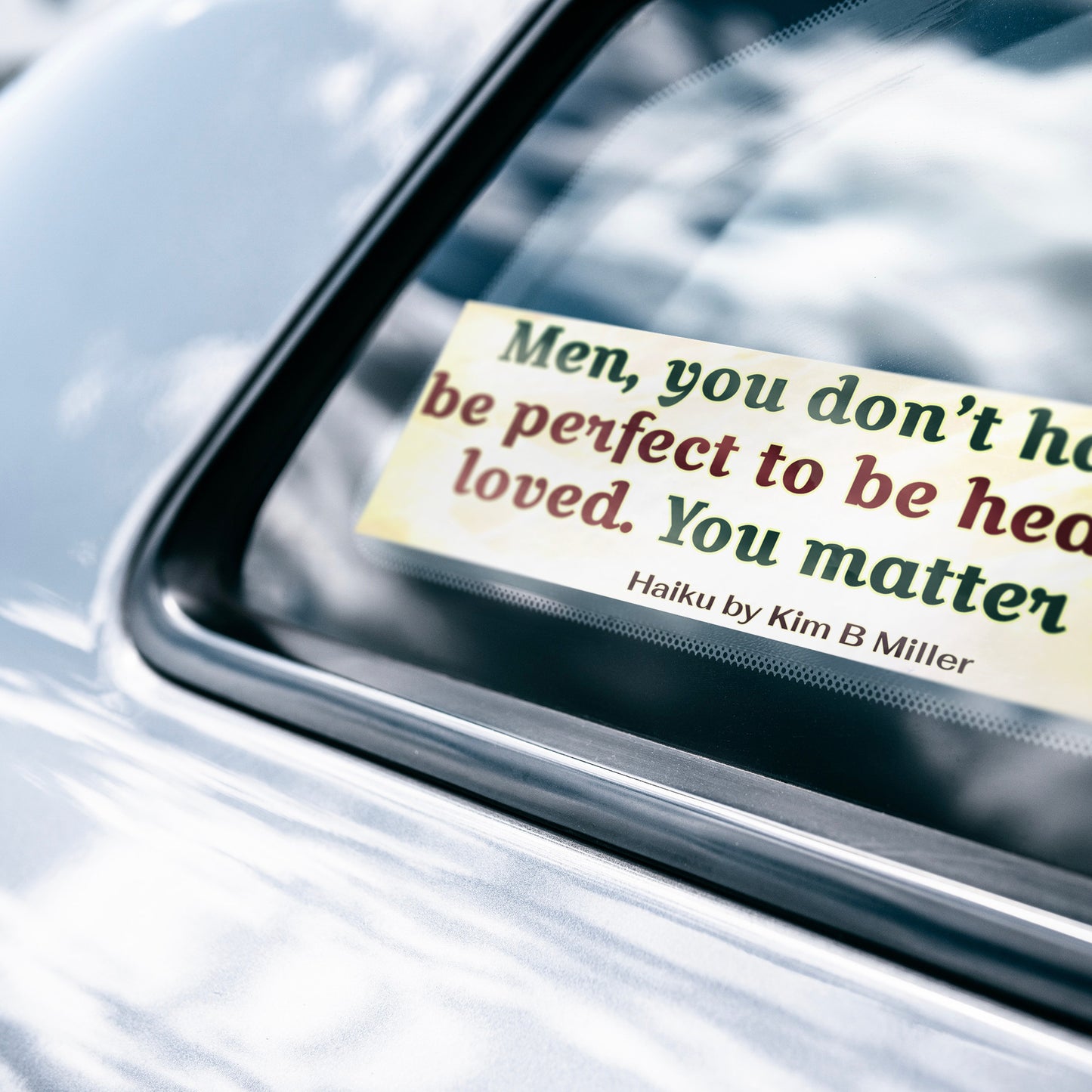 Men Loved Haiku Bumper/Laptop Sticker Yellow