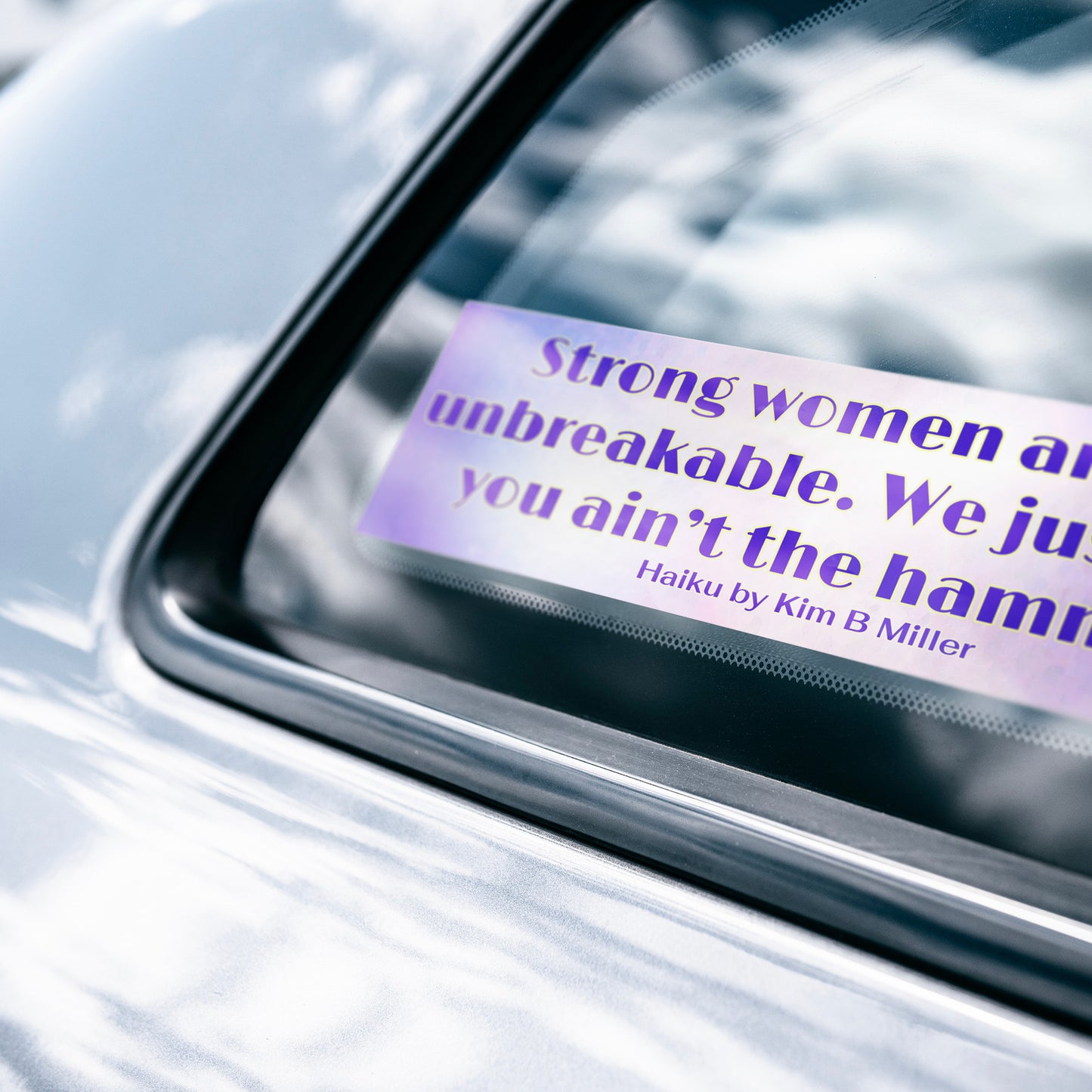 Strong Women Haiku Bumper/Laptop Sticker Purple (Cute Font)