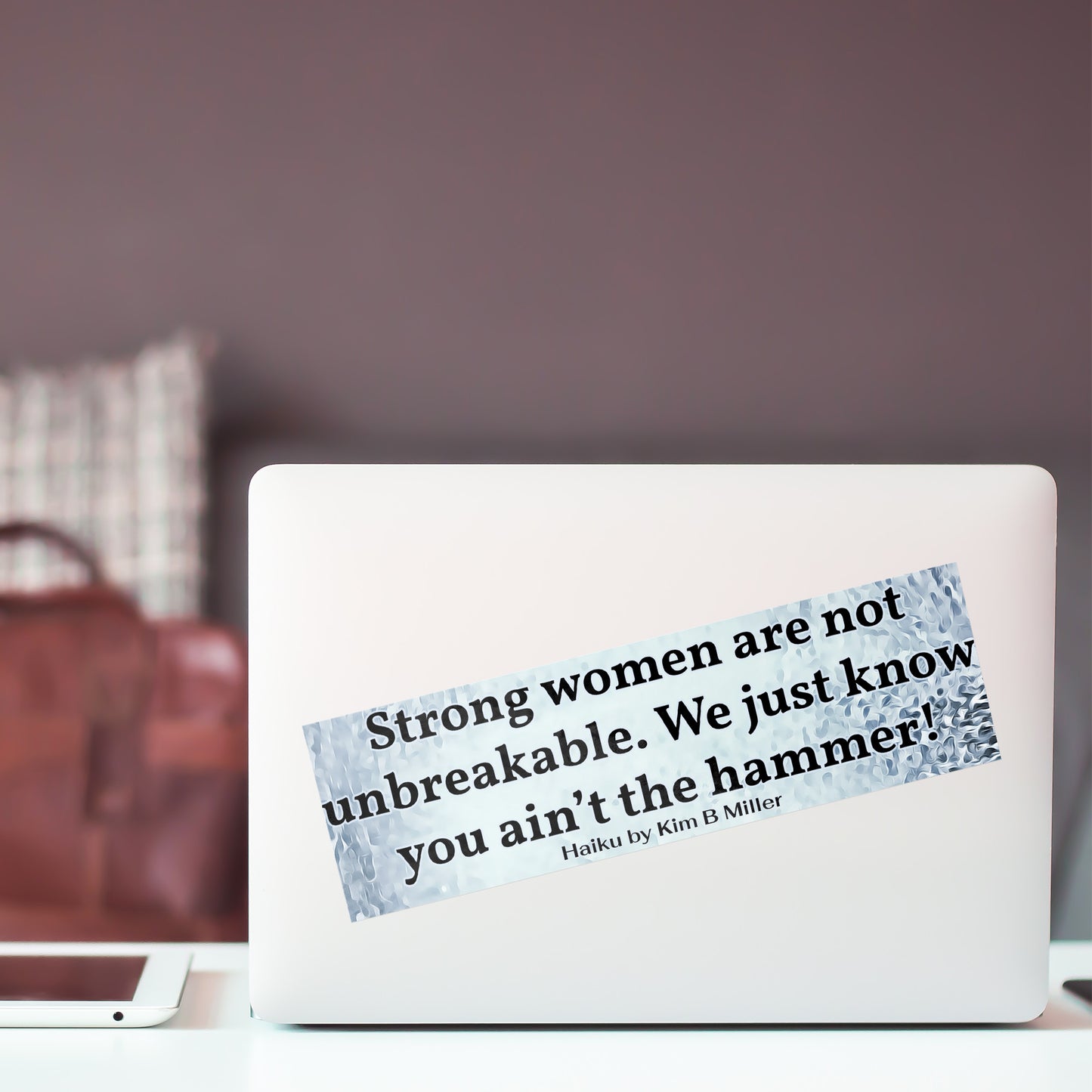 Strong Women Haiku Bumper/Laptop Sticker Gray (Large Font)