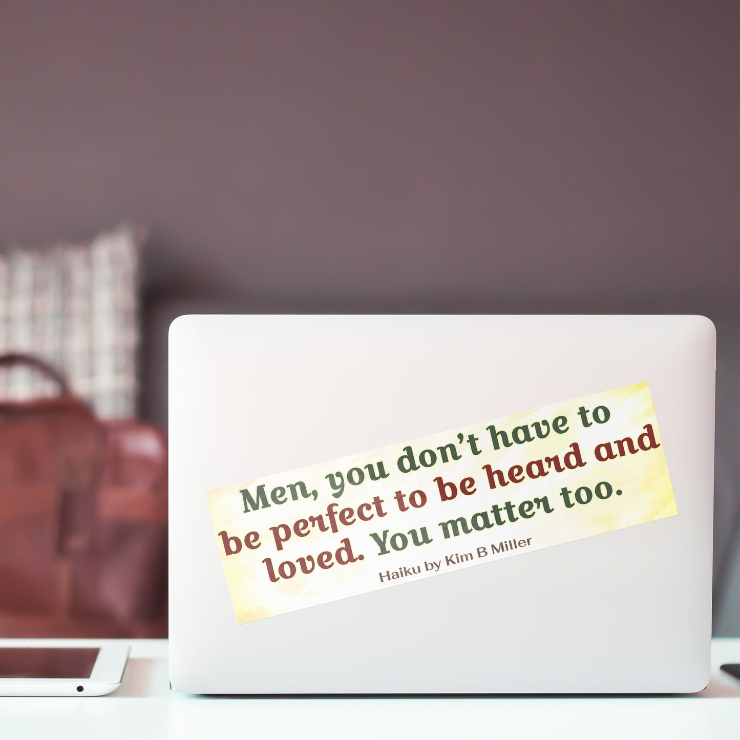 Men Loved Haiku Bumper/Laptop Sticker Yellow
