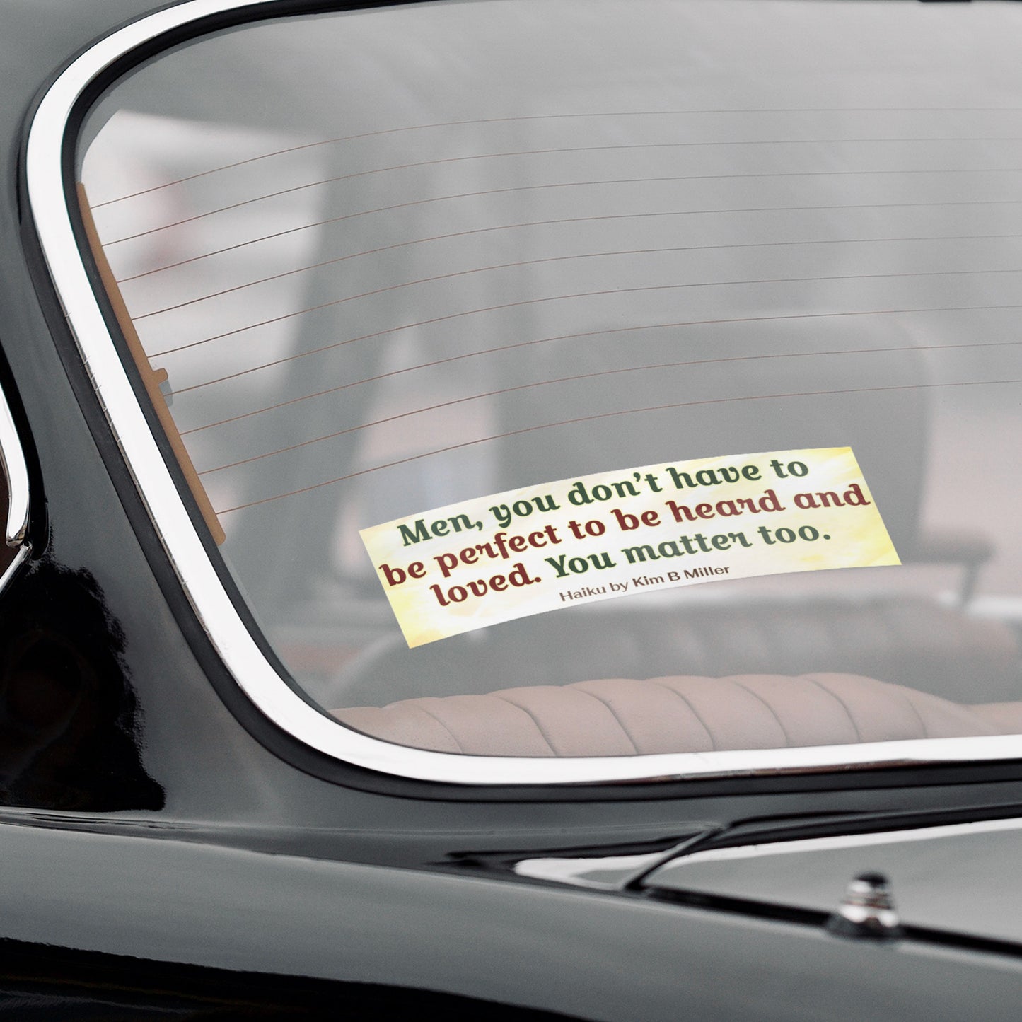 Men Loved Haiku Bumper/Laptop Sticker Yellow