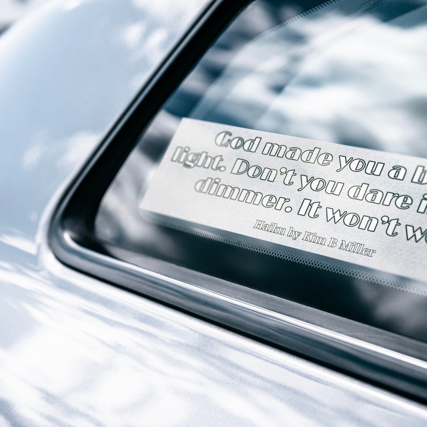 God Dimmer Haiku Bumper/Laptop Sticker White