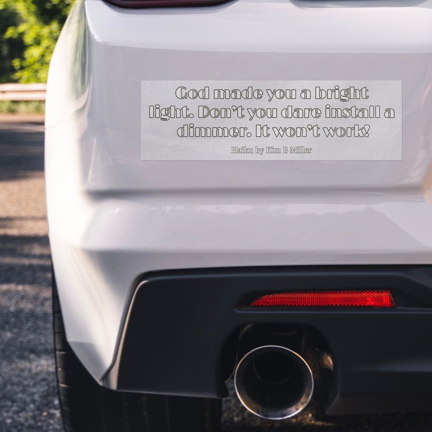 God Dimmer Haiku Bumper/Laptop Sticker White