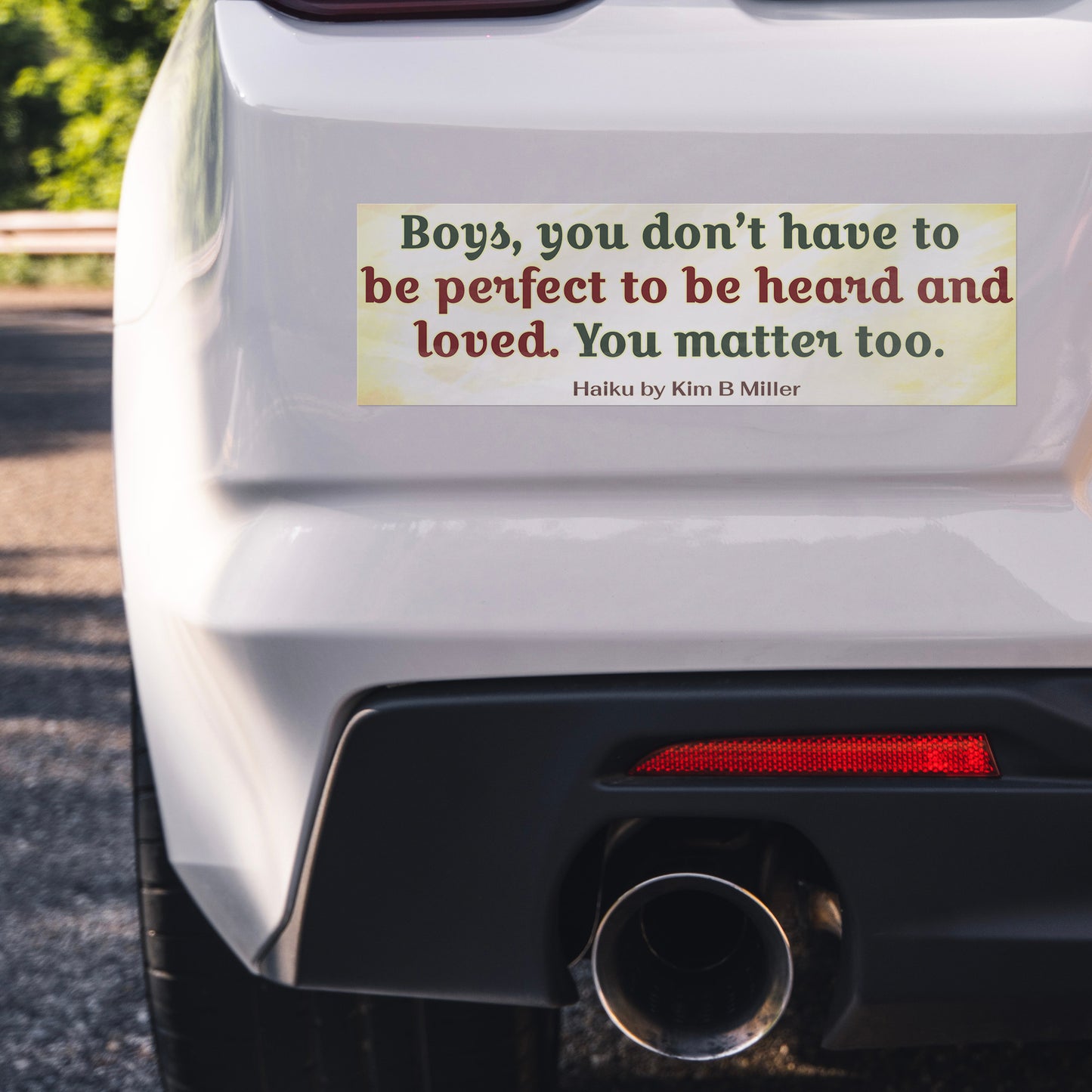 Boys Loved Haiku Bumper/Laptop Sticker Yellow