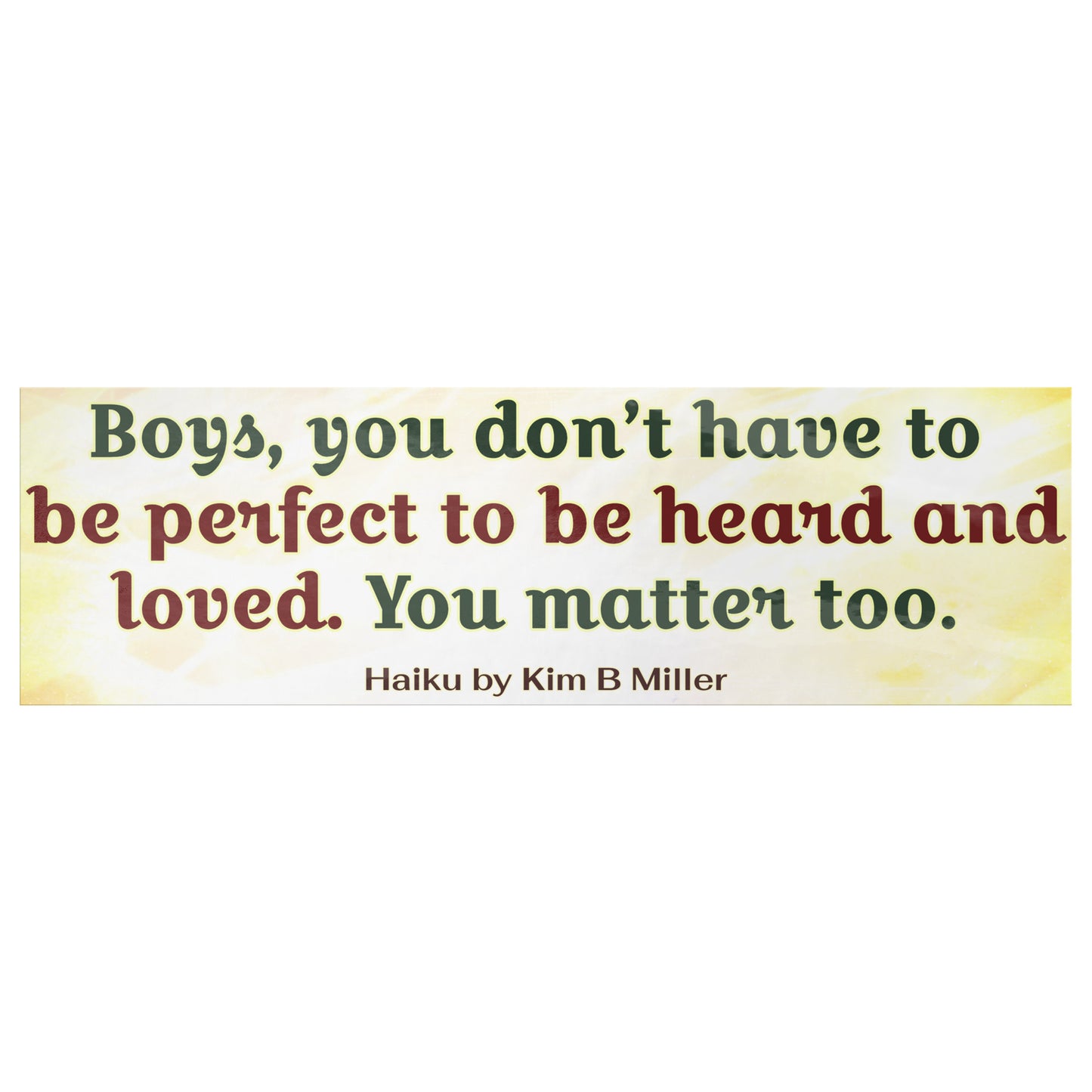 Boys Loved Haiku Bumper/Laptop Sticker Yellow