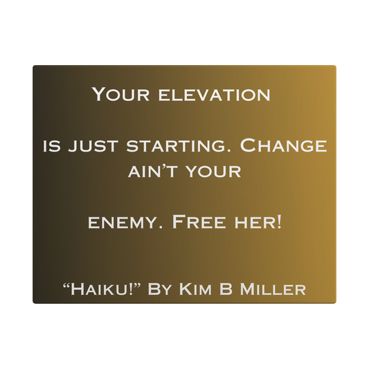 Kim B Miller canvas wall art featuring an original haiku on a minimalist brownish background.