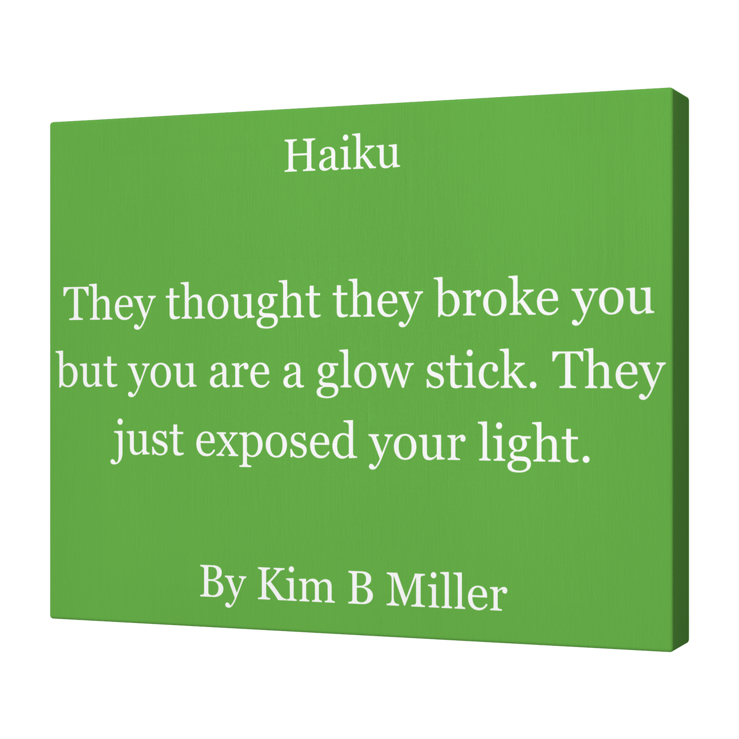 Kim B Miller haiku poetry canvas wall art featuring an original poem on a  minimalist background