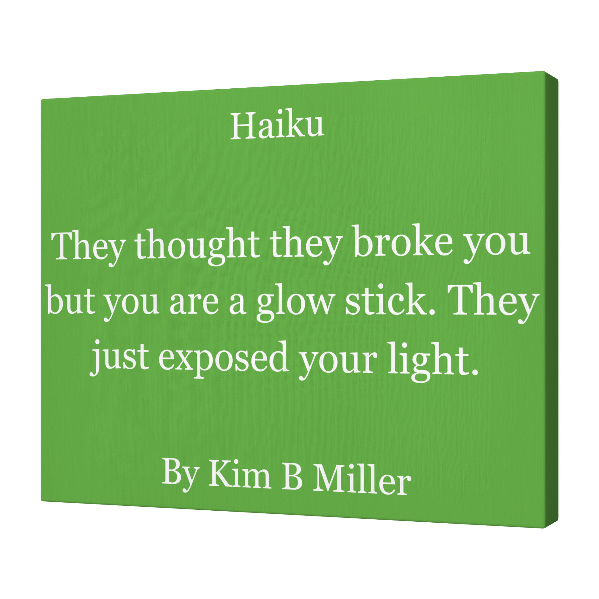 Kim B Miller haiku poetry canvas wall art featuring an original poem on a  minimalist background