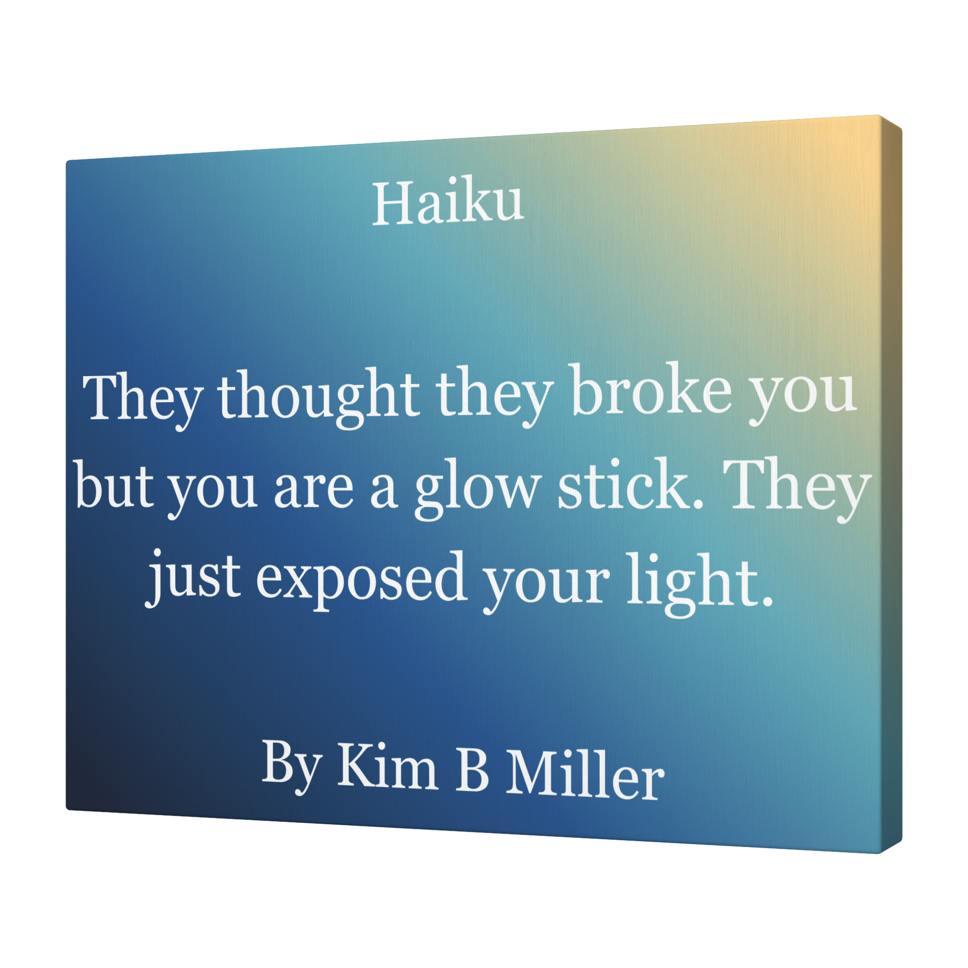 Kim B Miller haiku poetry canvas wall art featuring an original poem on an elegant minimalist background