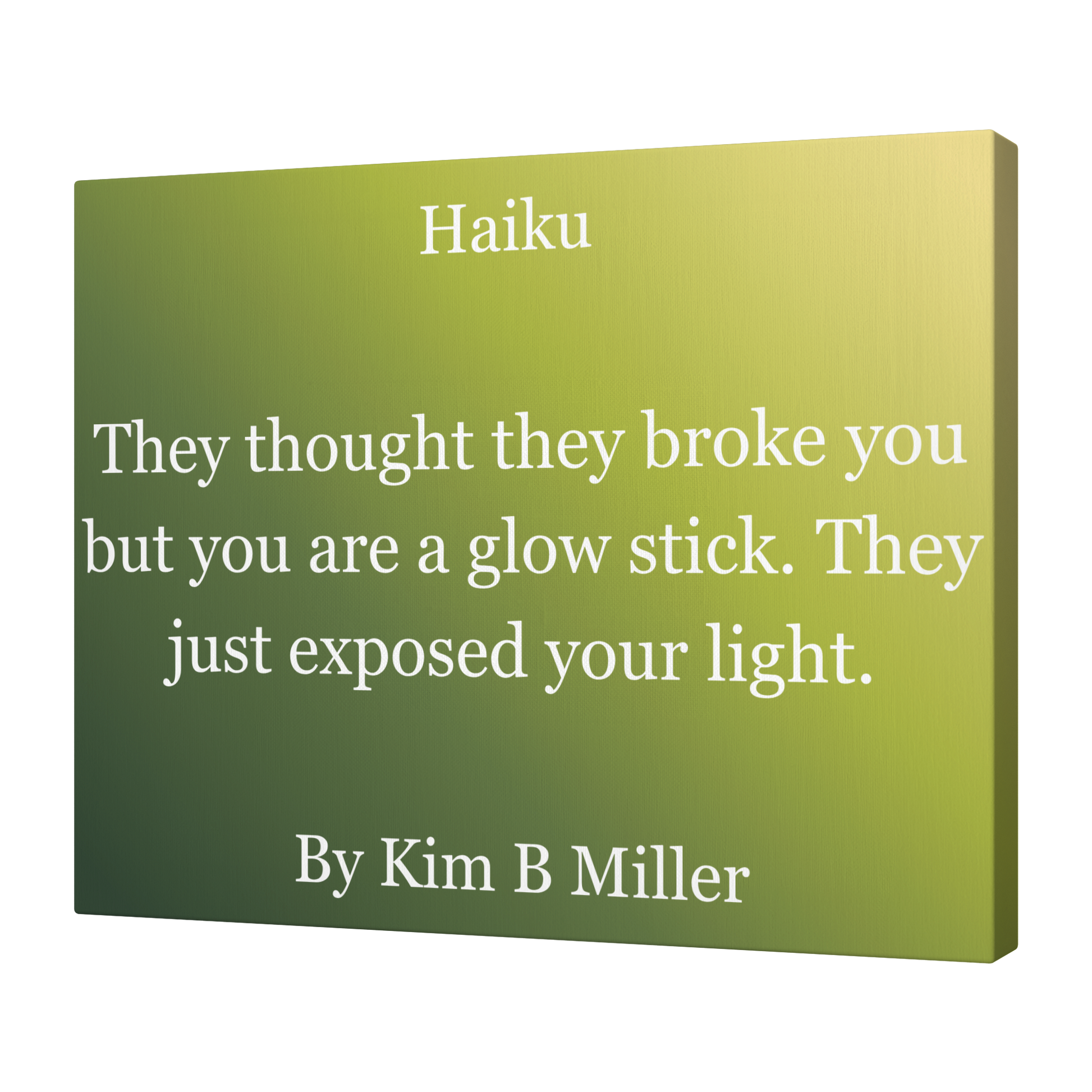 Kim B Miller haiku poetry canvas wall art featuring an original poem on an elegant minimalist background