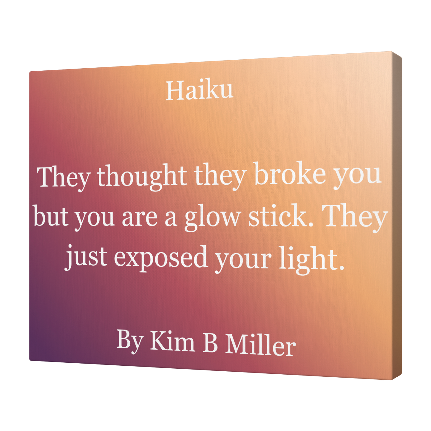 Kim B Miller haiku poetry canvas wall art featuring an original poem on an elegant minimalist background