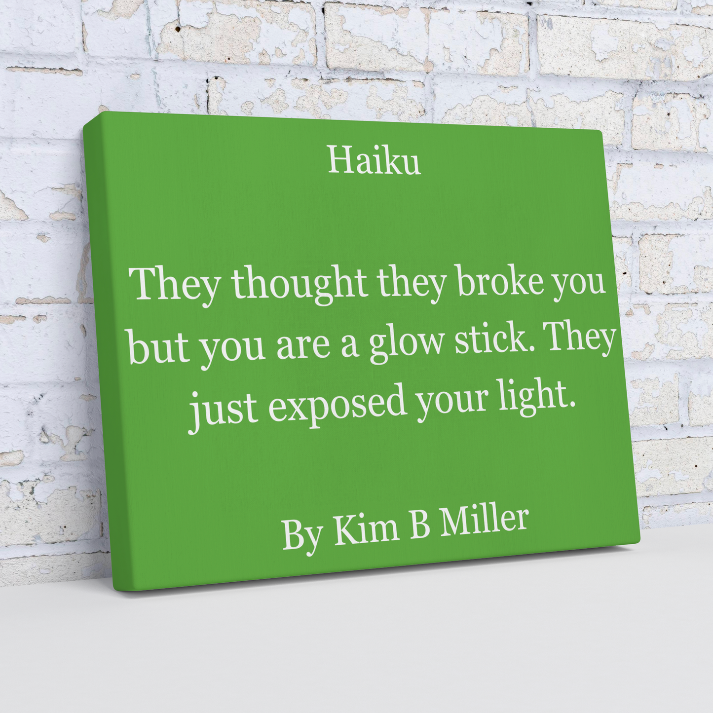Kim B Miller haiku poetry canvas wall art featuring an original poem on a  minimalist background
