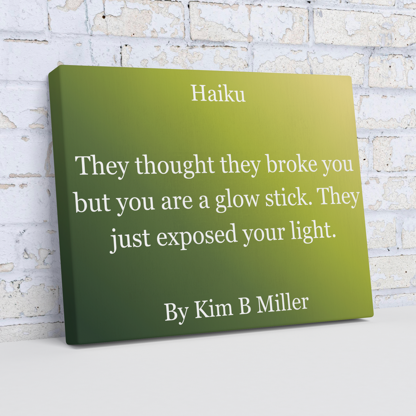 Kim B Miller haiku poetry canvas wall art featuring an original poem on an elegant minimalist background
