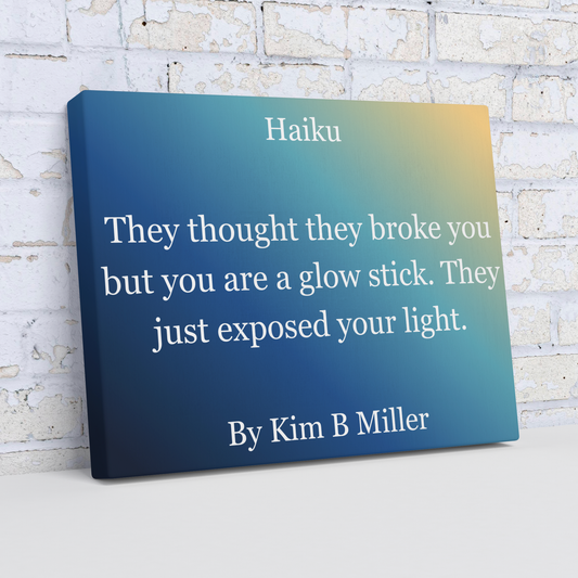 Kim B Miller haiku poetry canvas wall art featuring an original poem on an elegant minimalist background.