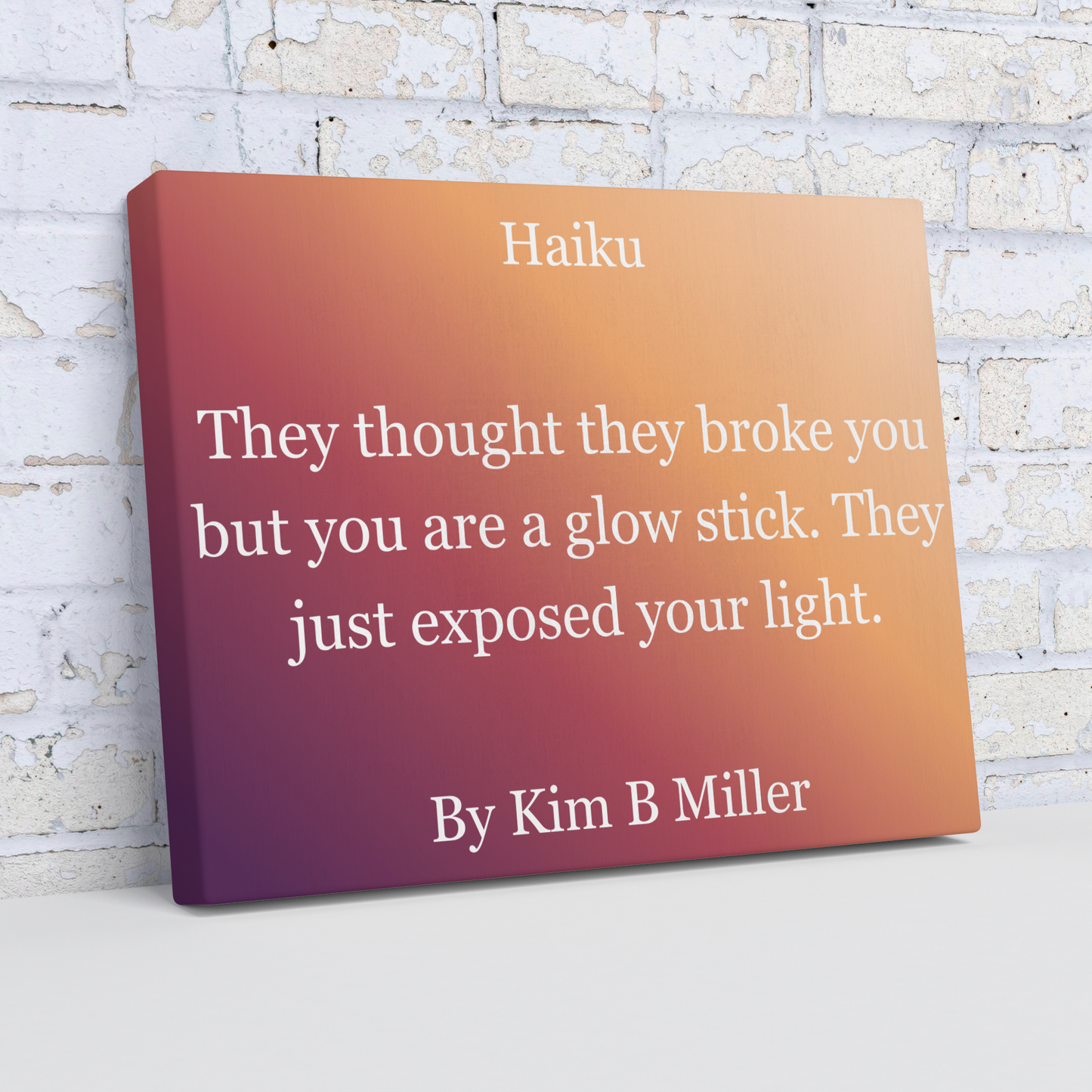 Kim B Miller haiku poetry canvas wall art featuring an original poem on an elegant minimalist background