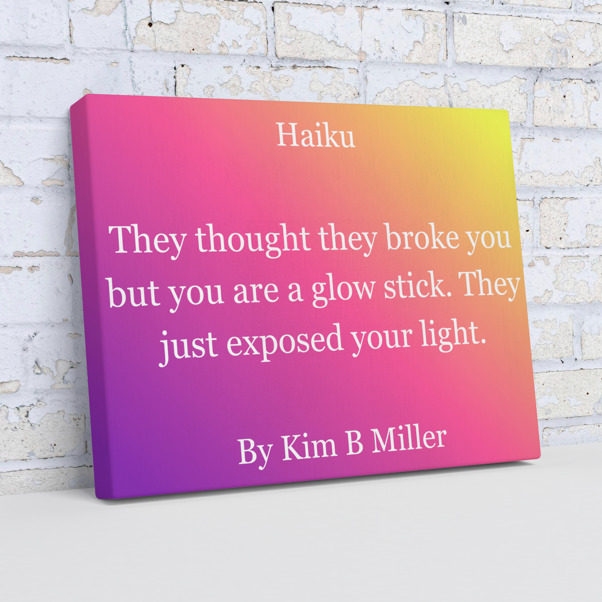 Kim B Miller haiku poetry canvas wall art featuring an original poem on an elegant minimalist background
