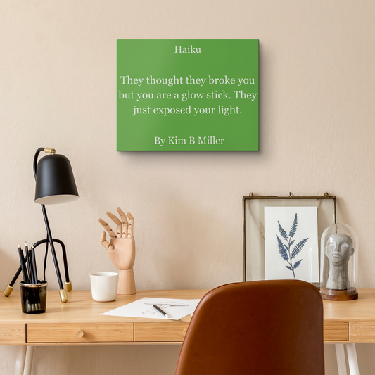 Kim B Miller haiku poetry canvas wall art featuring an original poem on a  minimalist background