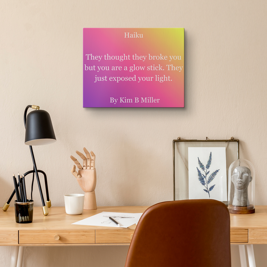 Kim B Miller haiku poetry canvas wall art featuring an original poem on an elegant minimalist background