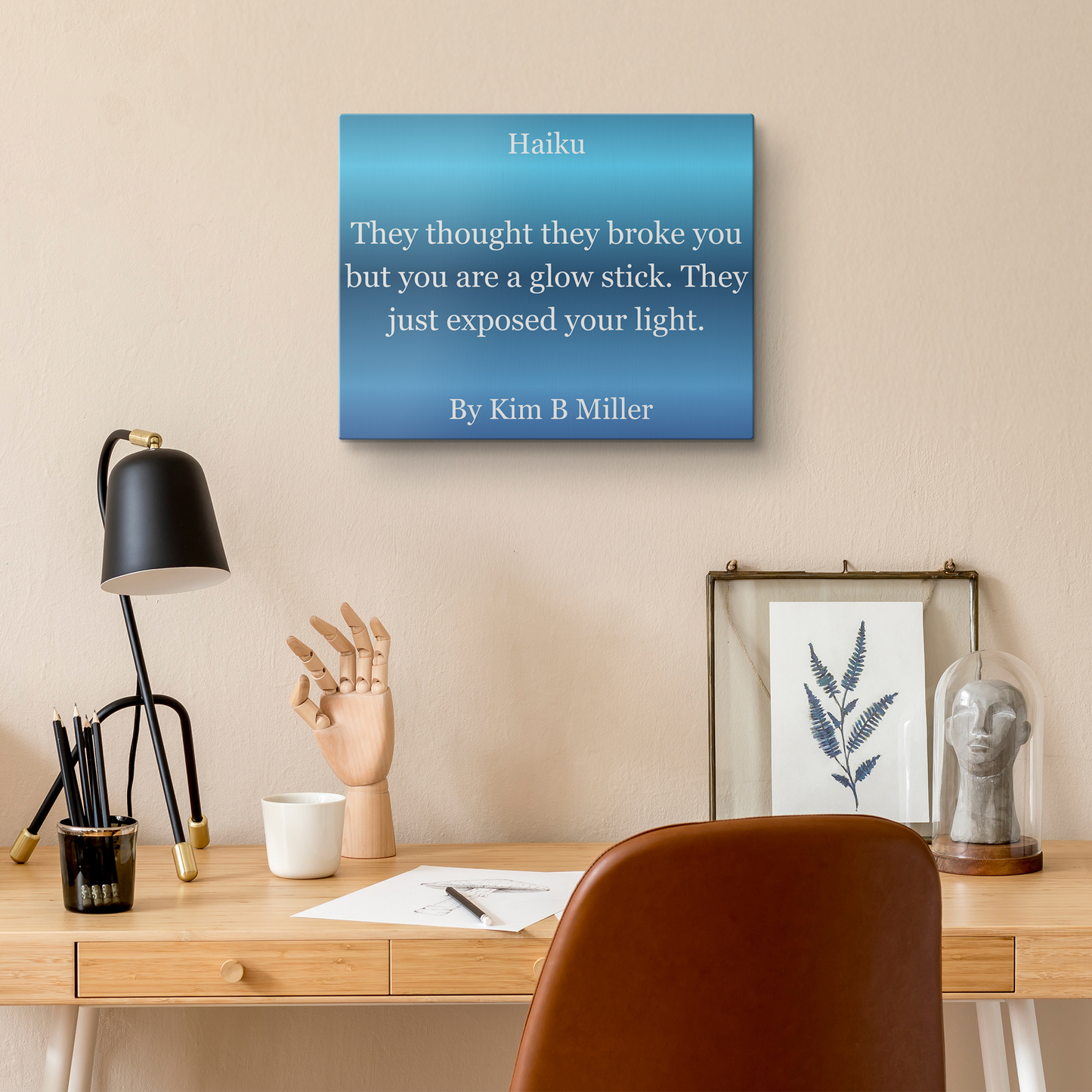 Kim B Miller haiku poetry canvas wall art featuring an original poem on an elegant minimalist background