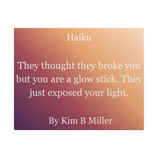 Kim B Miller canvas wall art featuring an original haiku on a minimalist burnt orange background..