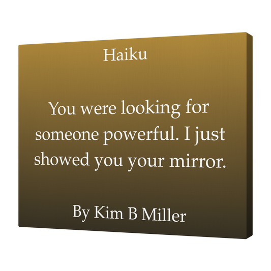 Kim B Miller haiku poetry canvas wall art featuring an original poem on a  minimalist background