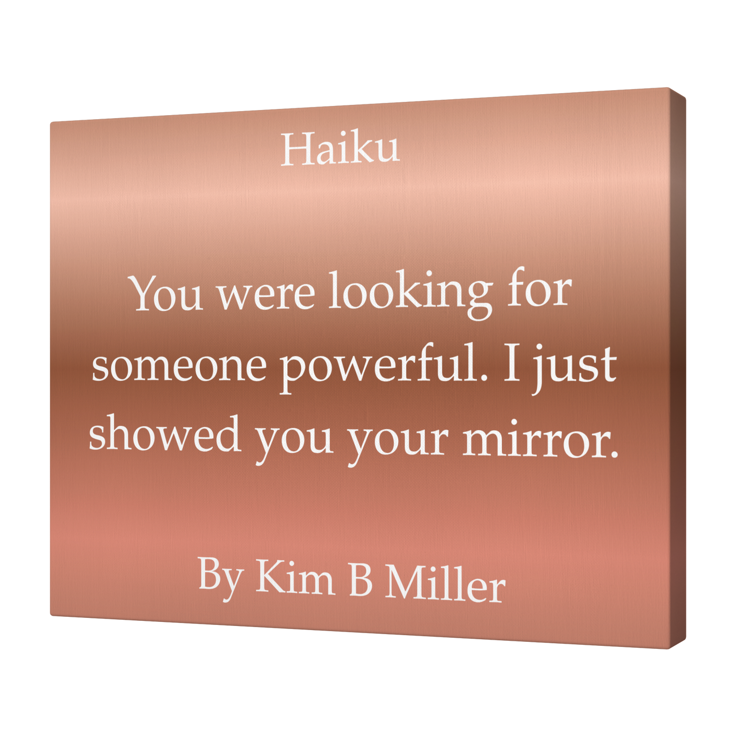 Kim B Miller haiku poetry canvas wall art featuring an original poem on a  minimalist background