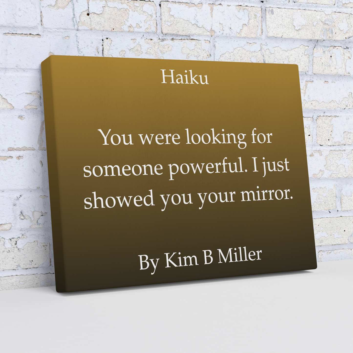 Kim B Miller haiku poetry canvas wall art featuring an original poem on a  minimalist background