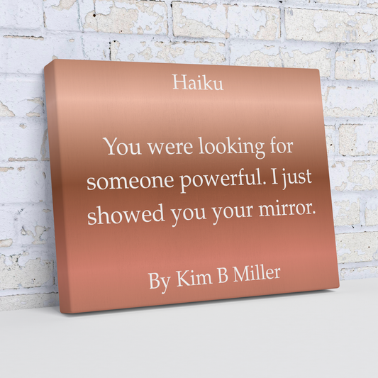 Kim B Miller haiku poetry canvas wall art featuring an original poem on a  minimalist background