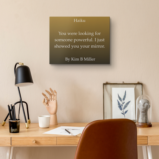Kim B Miller haiku poetry canvas wall art featuring an original poem on a  minimalist background