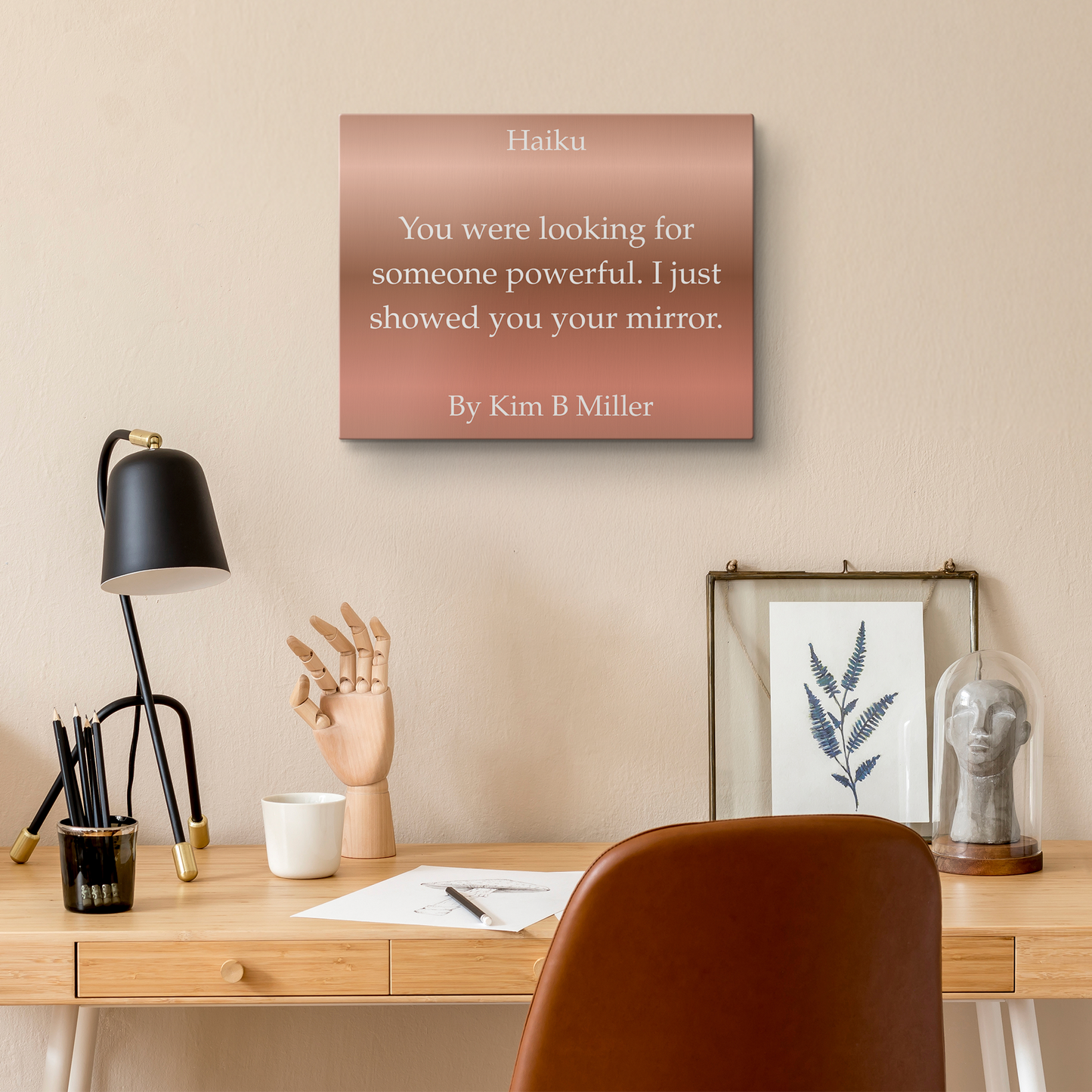 Kim B Miller haiku poetry canvas wall art featuring an original poem on a  minimalist background