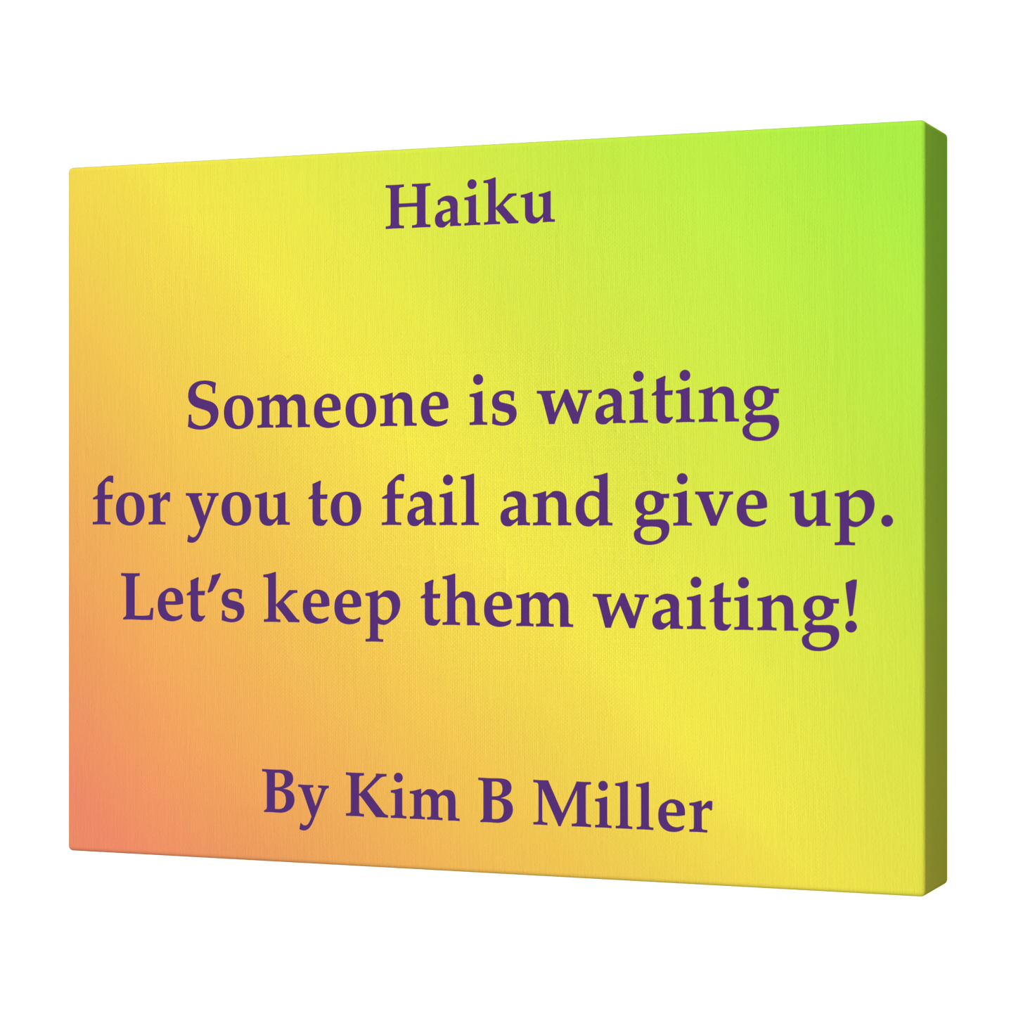 Kim B Miller haiku poetry canvas wall art featuring an original poem on a  minimalist background