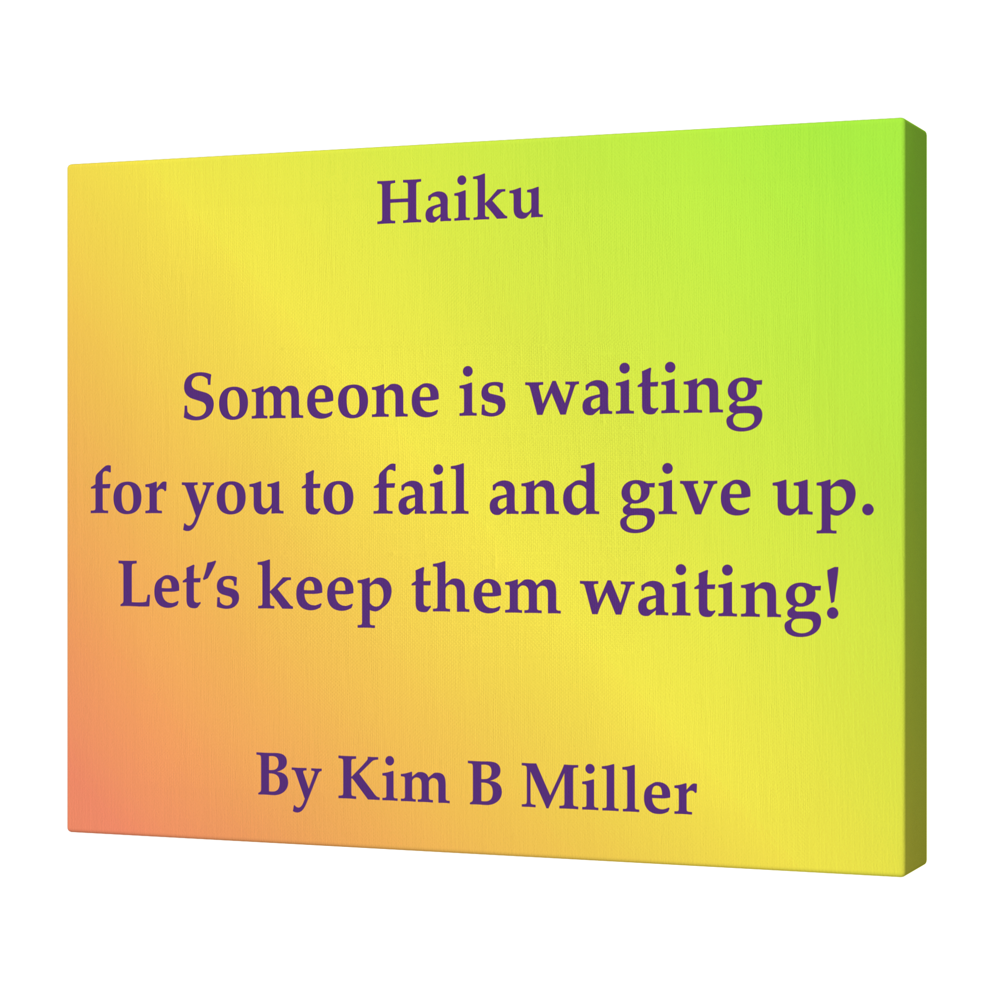 Kim B Miller haiku poetry canvas wall art featuring an original poem on a  minimalist background