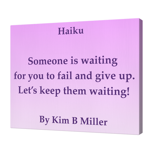 Kim B Miller haiku poetry canvas wall art featuring an original poem on a  minimalist background