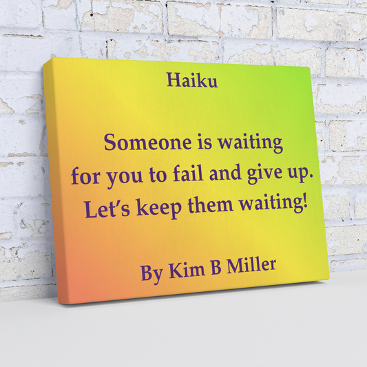 Kim B Miller haiku poetry canvas wall art featuring an original poem on a  minimalist background