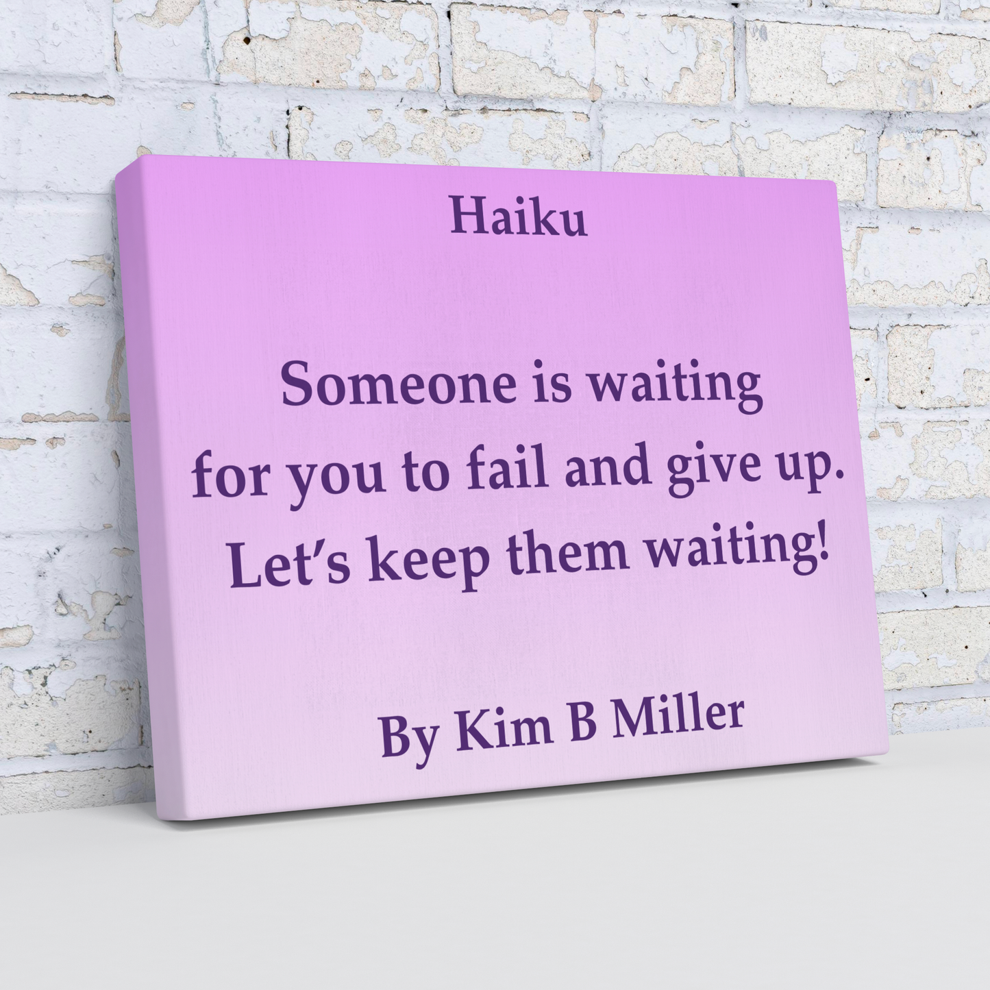 Kim B Miller haiku poetry canvas wall art featuring an original poem on a  minimalist background