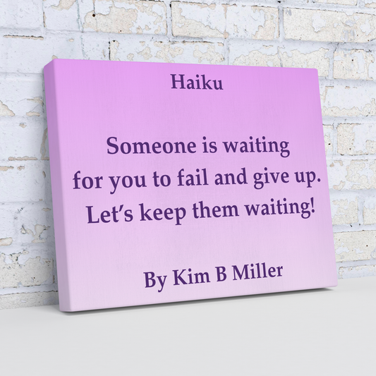 Kim B Miller haiku poetry canvas wall art featuring an original poem on a  minimalist background