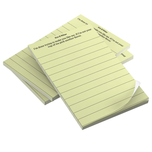 Three custom 4 x 6 sticky note pads featuring a poem by Kim B Miller.