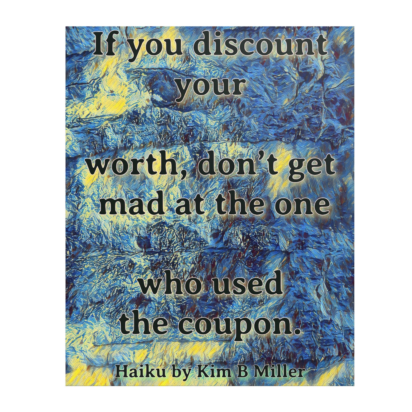 Discount Worth Poster: 8" x 10" Blue/Yellow