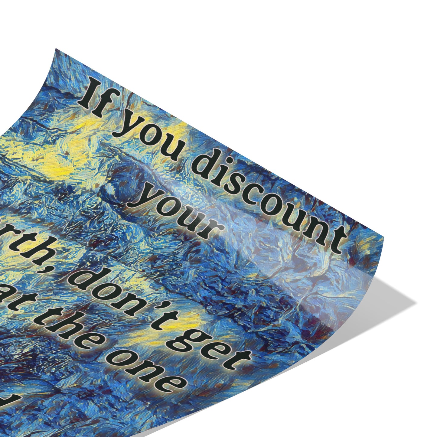 Discount Worth Poster: 8" x 10" Blue/Yellow